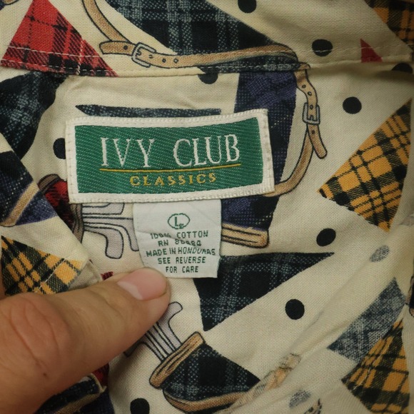 Ivy Club Classics Mens L Golf Print Shirt Short Sleeve Button Down vintage - Picture 4 of 11